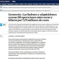 Las fusiones y adquisiciones suman 318 operaciones entre enero y febrero por 7.171 millones de euros